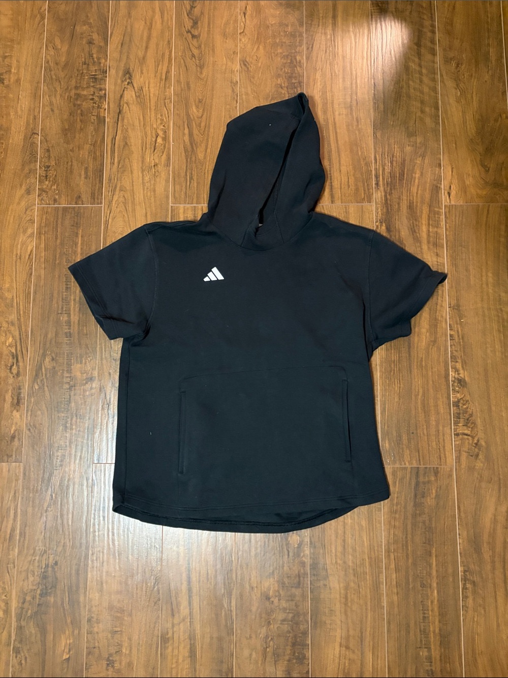 adidas Black Short Sleeve Hooded Pullover